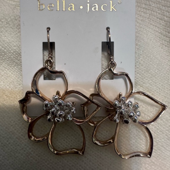 Bella Jack Jewelry - Bella+Jack Rose Gold Floral Drop Earrings with Crystal Cluster